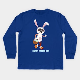 Happy Easter. Colorful and cool bunny design Kids Long Sleeve T-Shirt